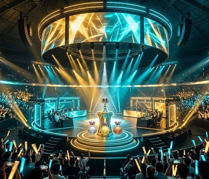 Sunday esports and sports schedule October 4 2026 championship arena broadcast stage with vibrant displays