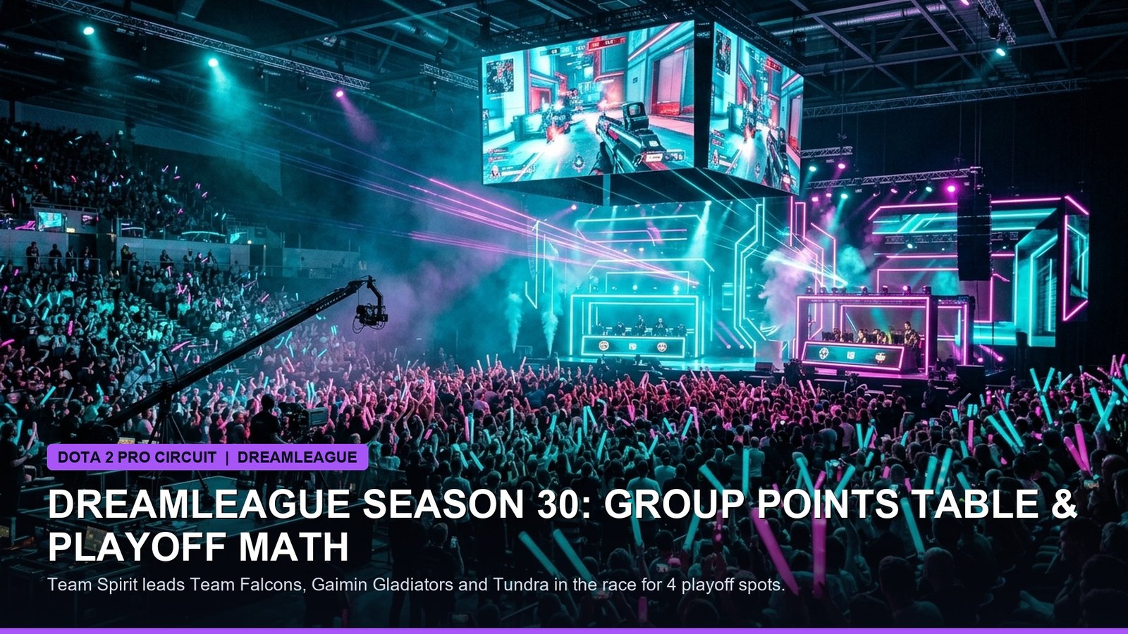 Illuminated esports tournament stage with holographic displays showing team logos and scoreboards