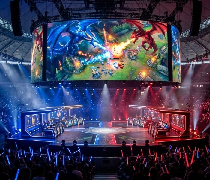 WWE Bad Blood 2026 Roman Reigns Cody Rhodes alliance wrestling arena stage under floodlights